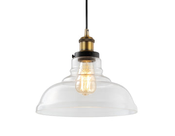 Litchfield 11" Farmhouse Metal/Glass LED Pendant - JONATHAN Y